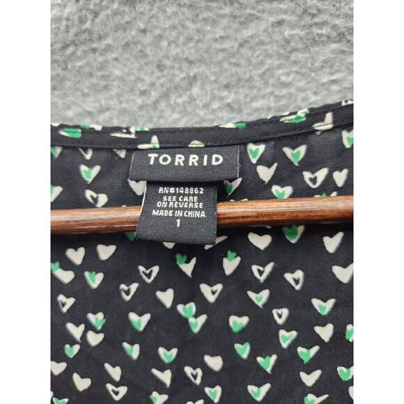 Torrid Womens Layered Black Heart Print Sleeveless Blouse Size 1 Polyester - Picture 3 of 6